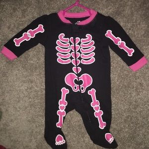 Pink Baby Girl Infant Skeleton Onesie 🎃